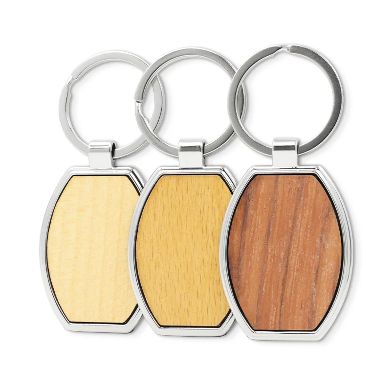 Chaveiro de madeira cinzelando personalizado liso do fabricante com logotipo