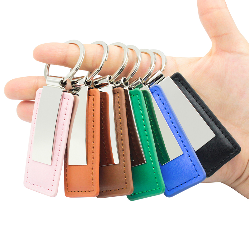Chaveiro de couro PU de metal com logotipo personalizado promocional
