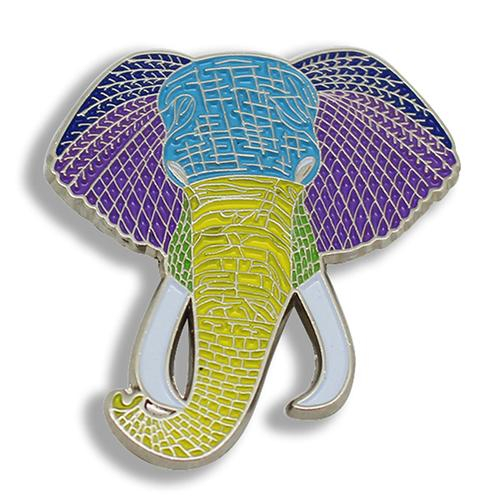 Alfinete de lapela de metal esmaltado macio animal elefante