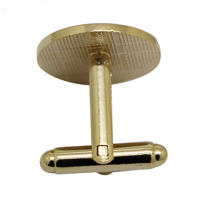 Abotoaduras de metal marinho em formato redondo dourado