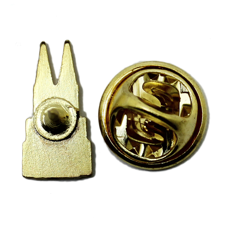 Alfinete de lapela de metal minitorre dourado 3D