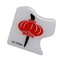 Pin de lapela com impressão deslocada de logotipo personalizado em formato irregular