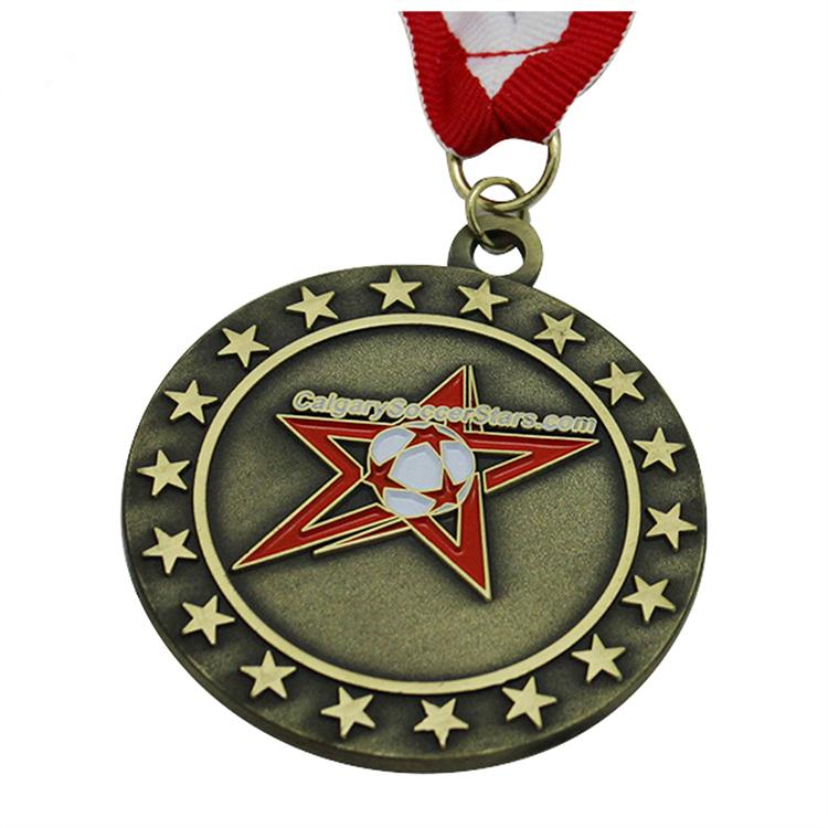 Medalha de ouro de esmalte macio de futebol antigo personalizado