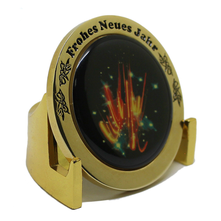 Moeda de ouro de metal de Natal de esmalte macio de cristal personalizado