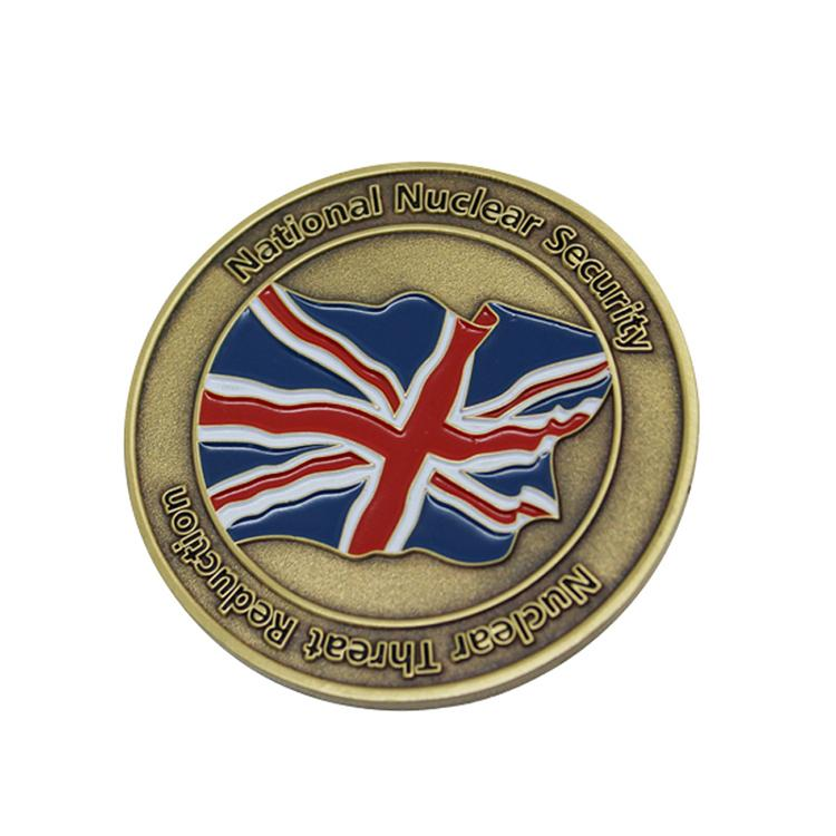 Moeda de desafio de metal esmaltado macio com logotipo personalizado da Inglaterra
