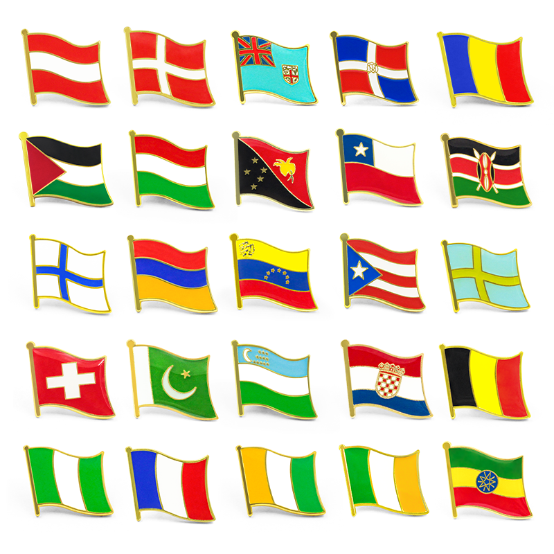 Alfinete de bandeira do país em esmalte macio e duro