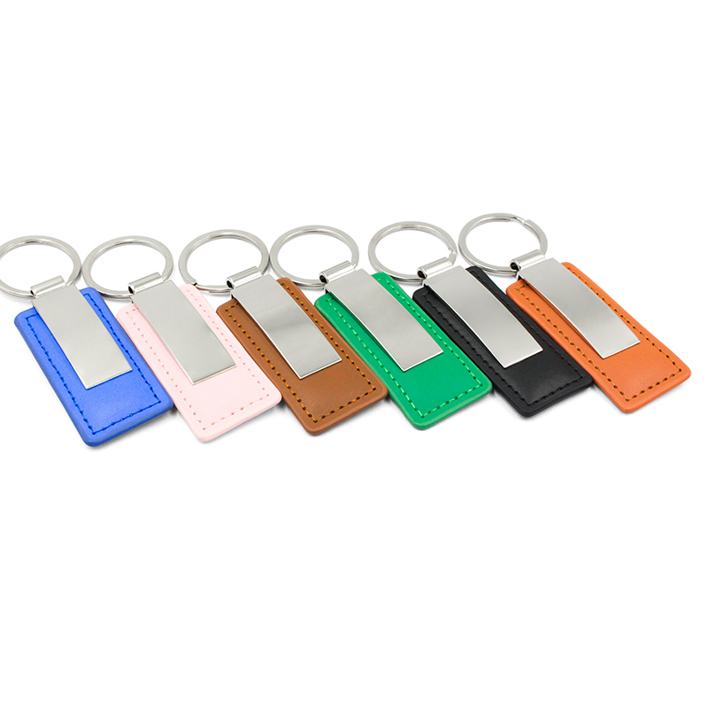 Chaveiro de couro PU de metal com logotipo personalizado promocional