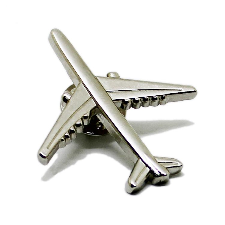 Alfinete de lapela de metal de avião 3D dourado e prateado