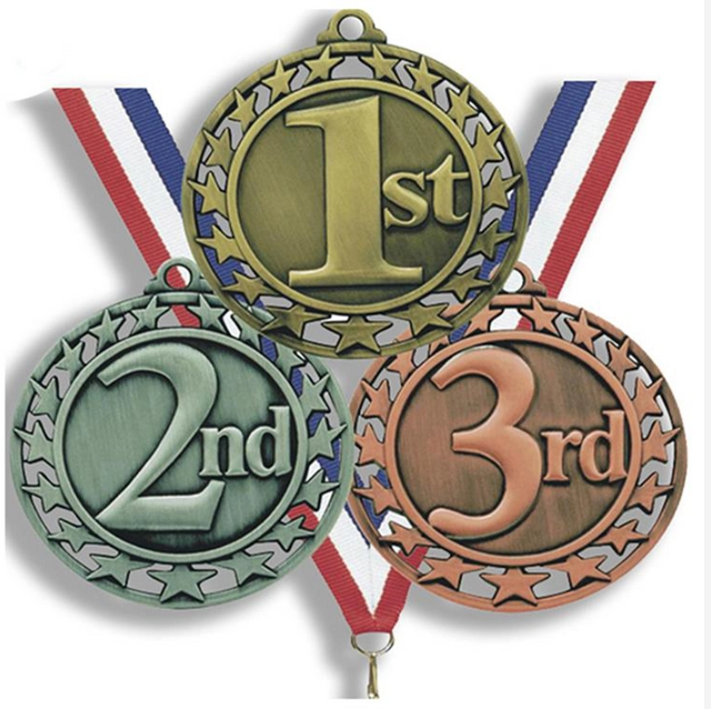 1ª 2ª 3ª Medalha Esportiva de Prêmio de Metal Personalizado de Lembrança em Branco