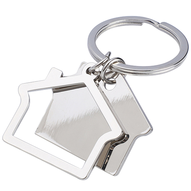 Chaveiros de metal personalizados em formato de casa