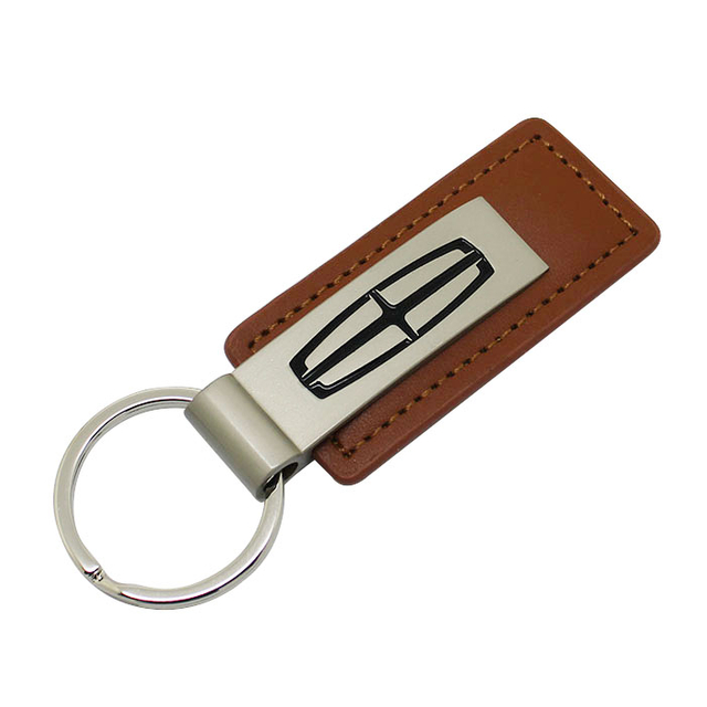 Chaveiro de couro PU de metal com logotipo personalizado promocional