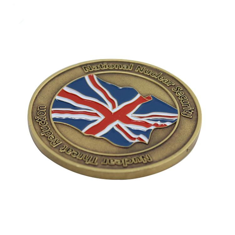 Moeda de desafio de metal esmaltado macio com logotipo personalizado da Inglaterra