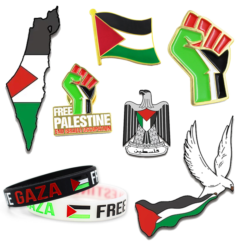 Distintivo de bandeira da Palestina em esmalte macio e duro