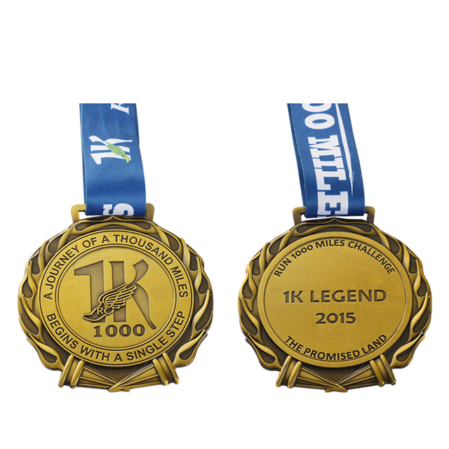 Medalha de ouro de corrida personalizada Virtual Virtual 1K Run Runner Medal Near Me