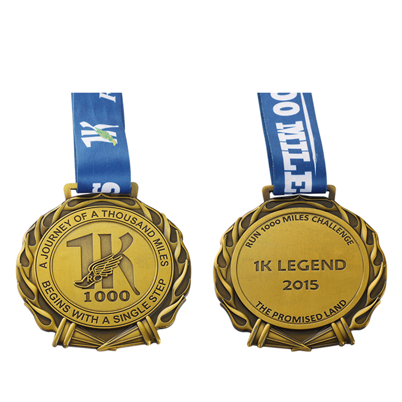 Medalha de ouro de corrida personalizada Virtual Virtual 1K Run Runner Medal Near Me