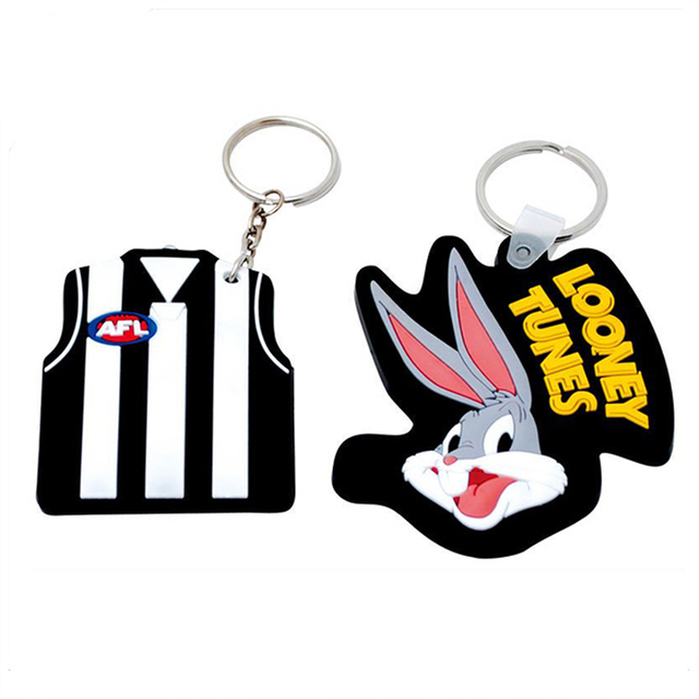 Chaveiro de PVC de borracha macia de coelho 3D personalizado 