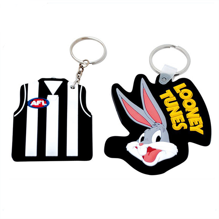 Chaveiro de PVC de borracha macia de coelho 3D personalizado 