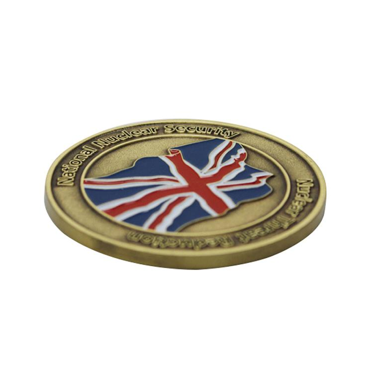 Moeda de desafio de metal esmaltado macio com logotipo personalizado da Inglaterra