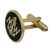 Abotoaduras de metal marinho em formato redondo dourado