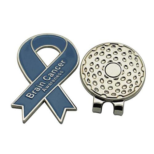 Clipe de chapéu de golfe esmaltado macio com fita de câncer com logotipo personalizado