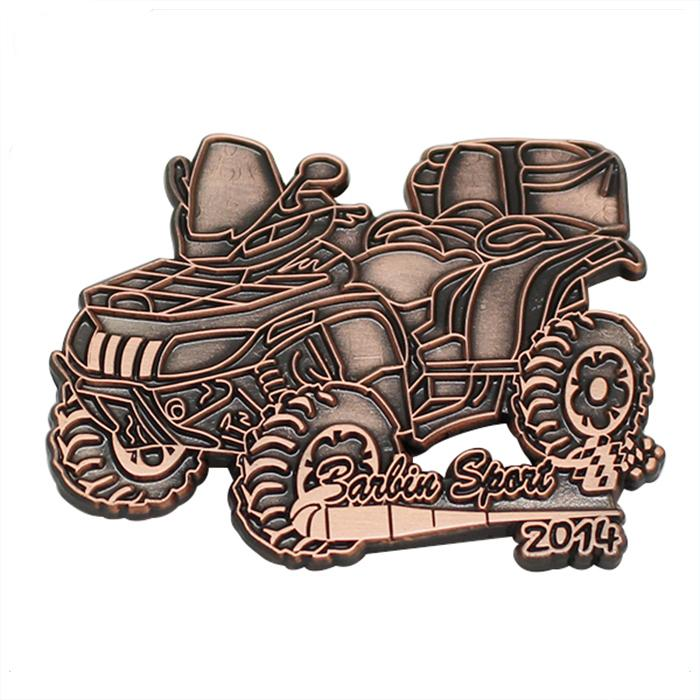 Alfinete de lapela de carro de metal 2D cobre prata