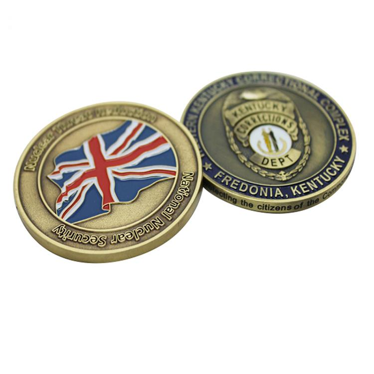 Moeda de desafio de metal esmaltado macio com logotipo personalizado da Inglaterra
