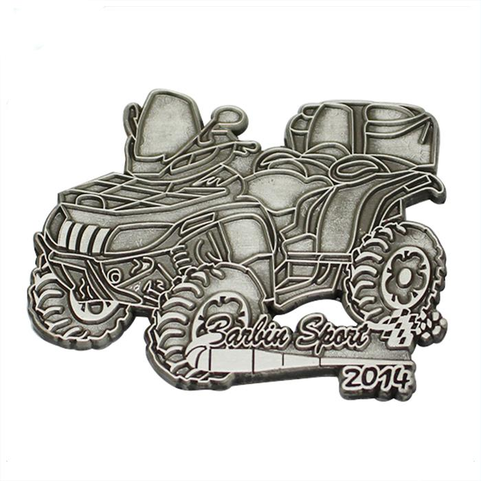 Alfinete de lapela de carro de metal 2D cobre prata