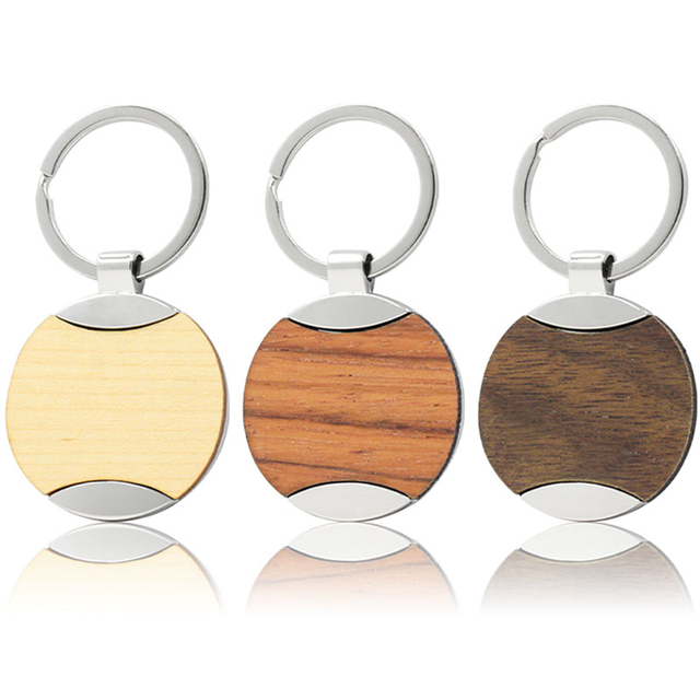 Chaveiro de madeira Design redondo personalizado gravura chaveiro de madeira