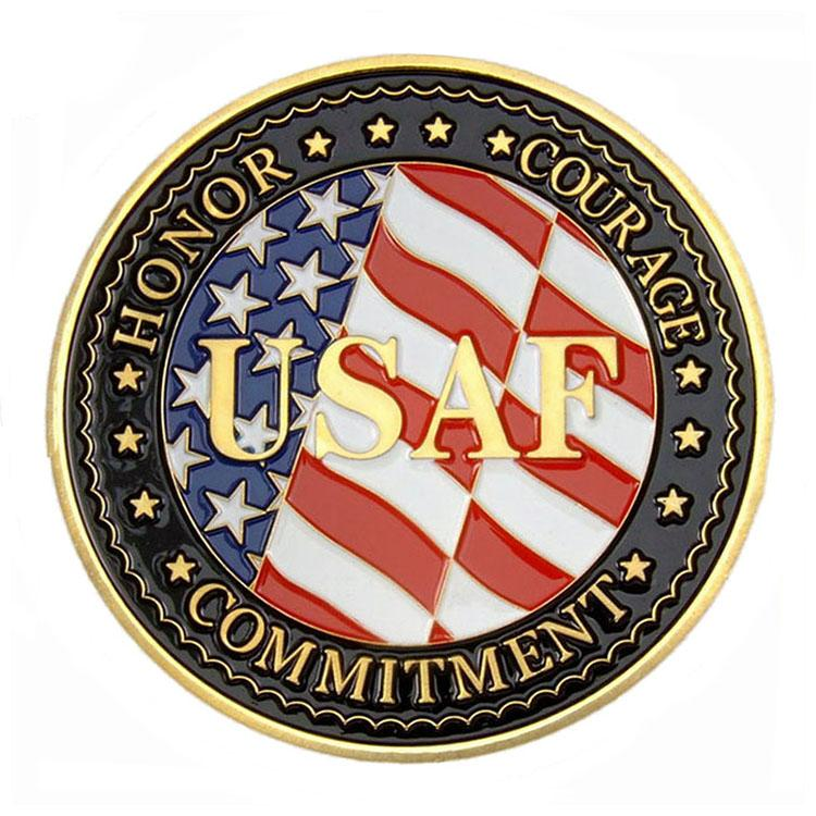 Moeda de desafio de esmalte macio militar da USAF em ouro 3D
