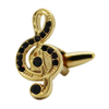 Abotoaduras de metal com notas musicais de cristal banhado a ouro