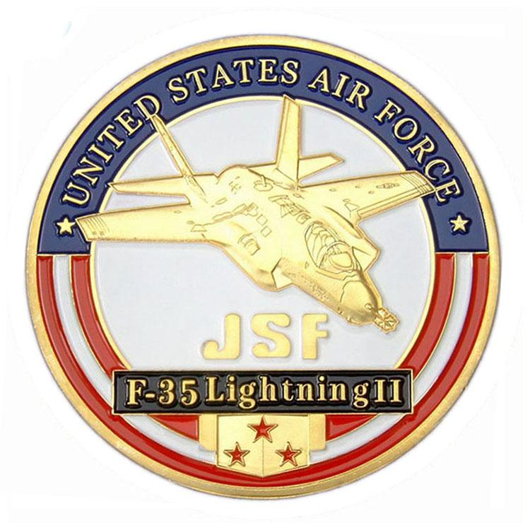 Moeda de desafio de esmalte macio militar da USAF em ouro 3D