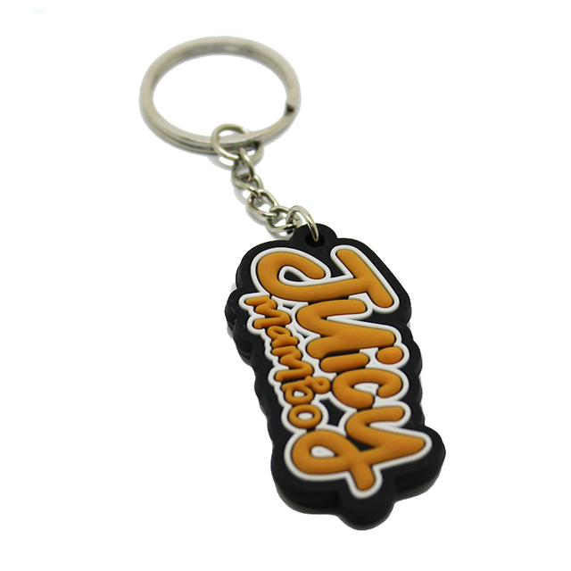Chaveiros de borracha de PVC macio com marca de alfabeto personalizado