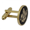 Abotoaduras de metal marinho em formato redondo dourado