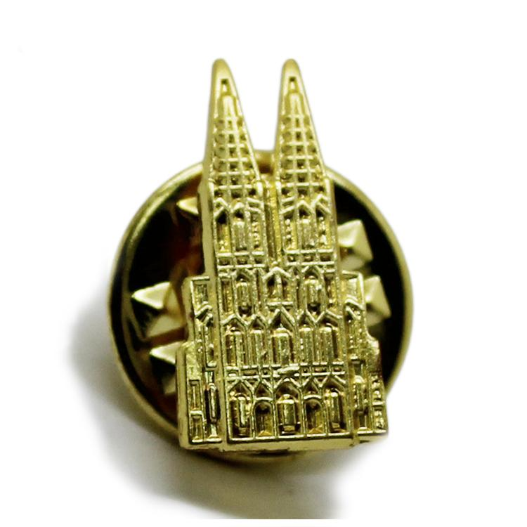 Alfinete de lapela de metal minitorre dourado 3D