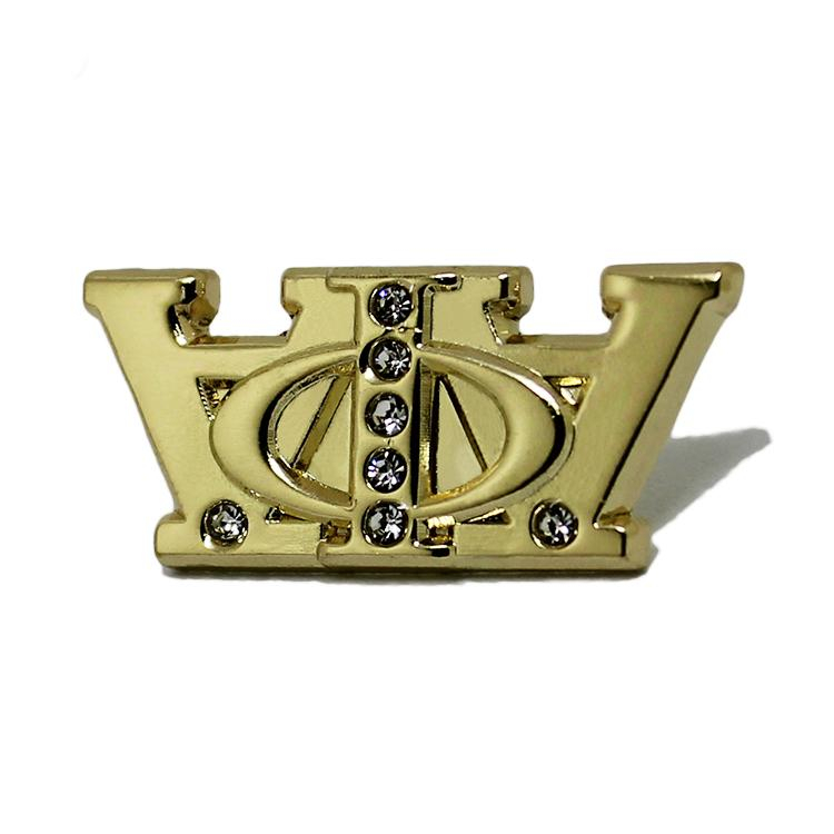 Alfinete de lapela de metal com coroa de cristal 3D