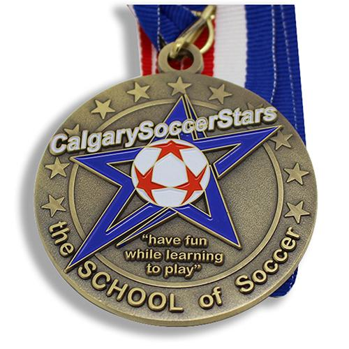 Medalha de ouro de esmalte macio de futebol antigo personalizado