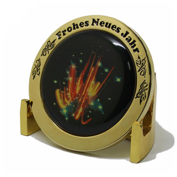 Moeda de ouro de metal de Natal de esmalte macio de cristal personalizado