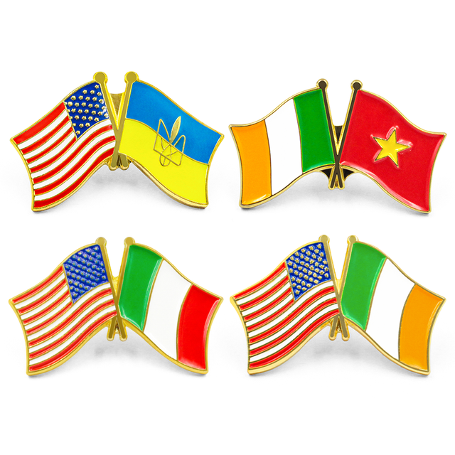 Alfinete de bandeira do país em esmalte macio e duro